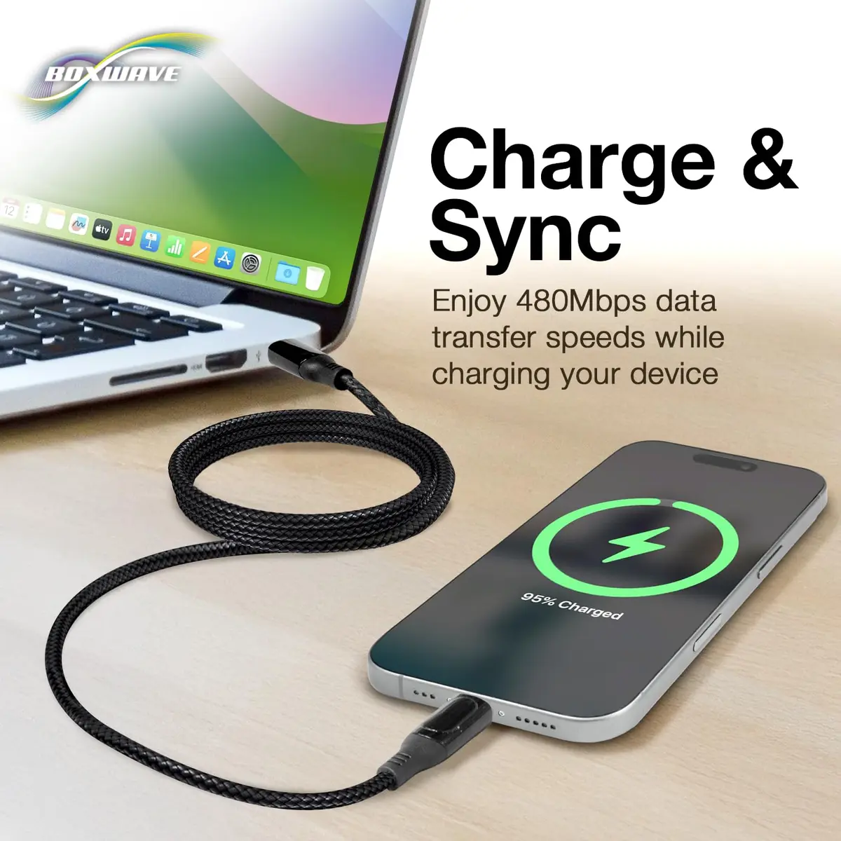 BoxWave PowerDisplay PD Cable 6ft | USB-C to USB-C 100W with LED Wattage Display - view 5