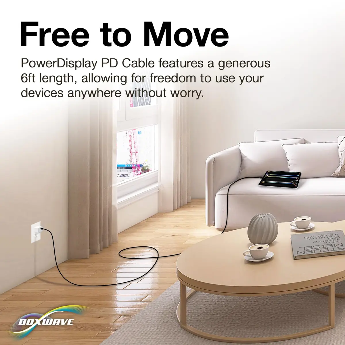 BoxWave PowerDisplay PD Cable 6ft | USB-C to USB-C 100W with LED Wattage Display - view 6