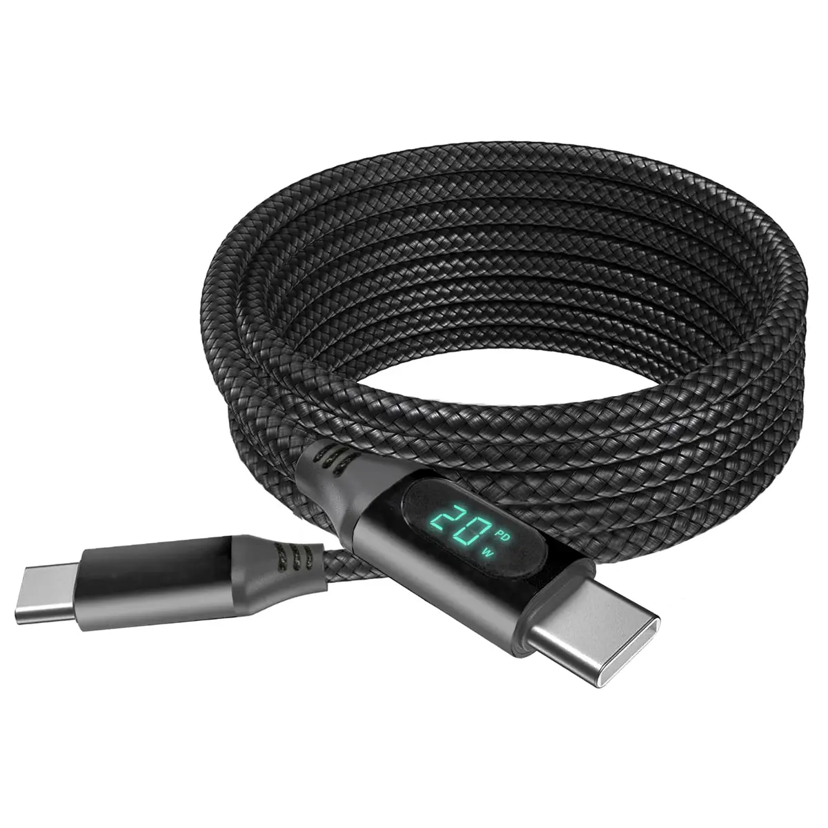BoxWave PowerDisplay PD Cable 6ft | USB-C to USB-C 100W with LED Wattage Display - view 2