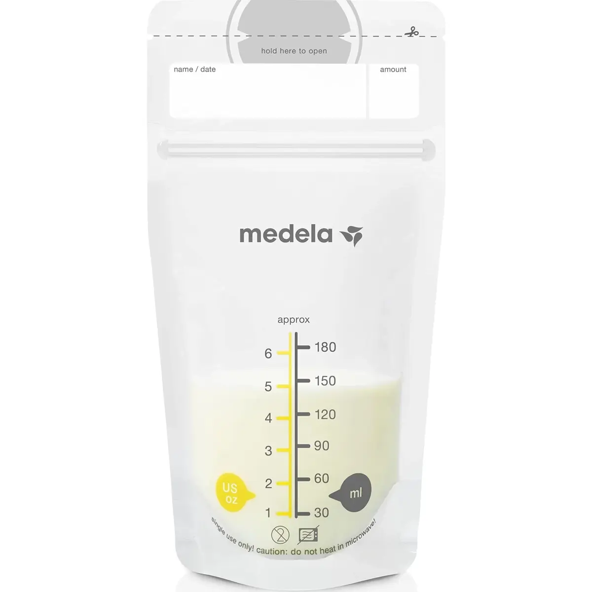Medela Breastmilk Storage Bags 200 Count 180ml (6 Fl Oz) | Hygienically Pre-Sealed for Safe Breast Milk Storage - main product image
