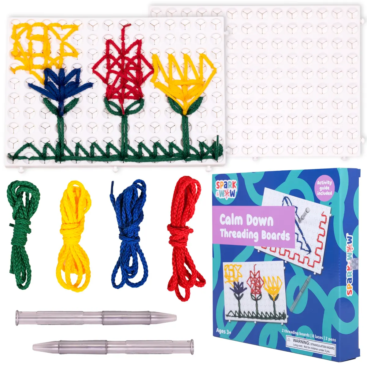 SPARK & WOW Calm Down Threading Boards Set of 2, Sensory Activity Board 19.3 cm (7.7”W x 5.5”H) | ASTM-Tested Educational Toy for Kids 3+ - main product image