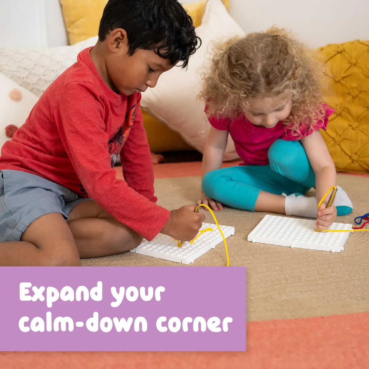 SPARK & WOW Calm Down Threading Boards Set of 2, Sensory Activity Board 19.3 cm (7.7”W x 5.5”H) | ASTM-Tested Educational Toy for Kids 3+ - view 2