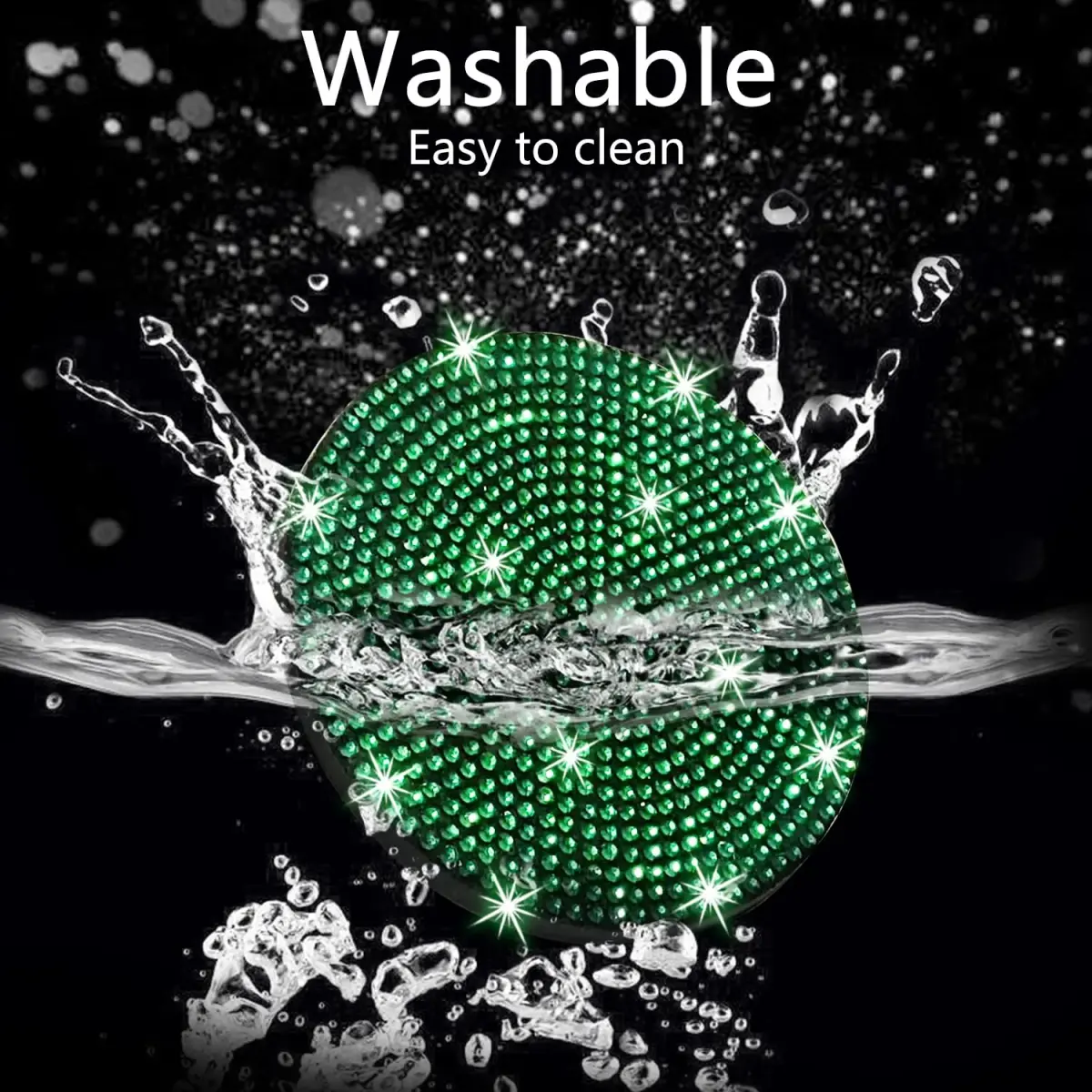 NBTEPEM Bling Car Cup Holder Coasters - 2.75 inch, 2 pcs, Green | Sparkle & Protect Your Car Interior - view 3