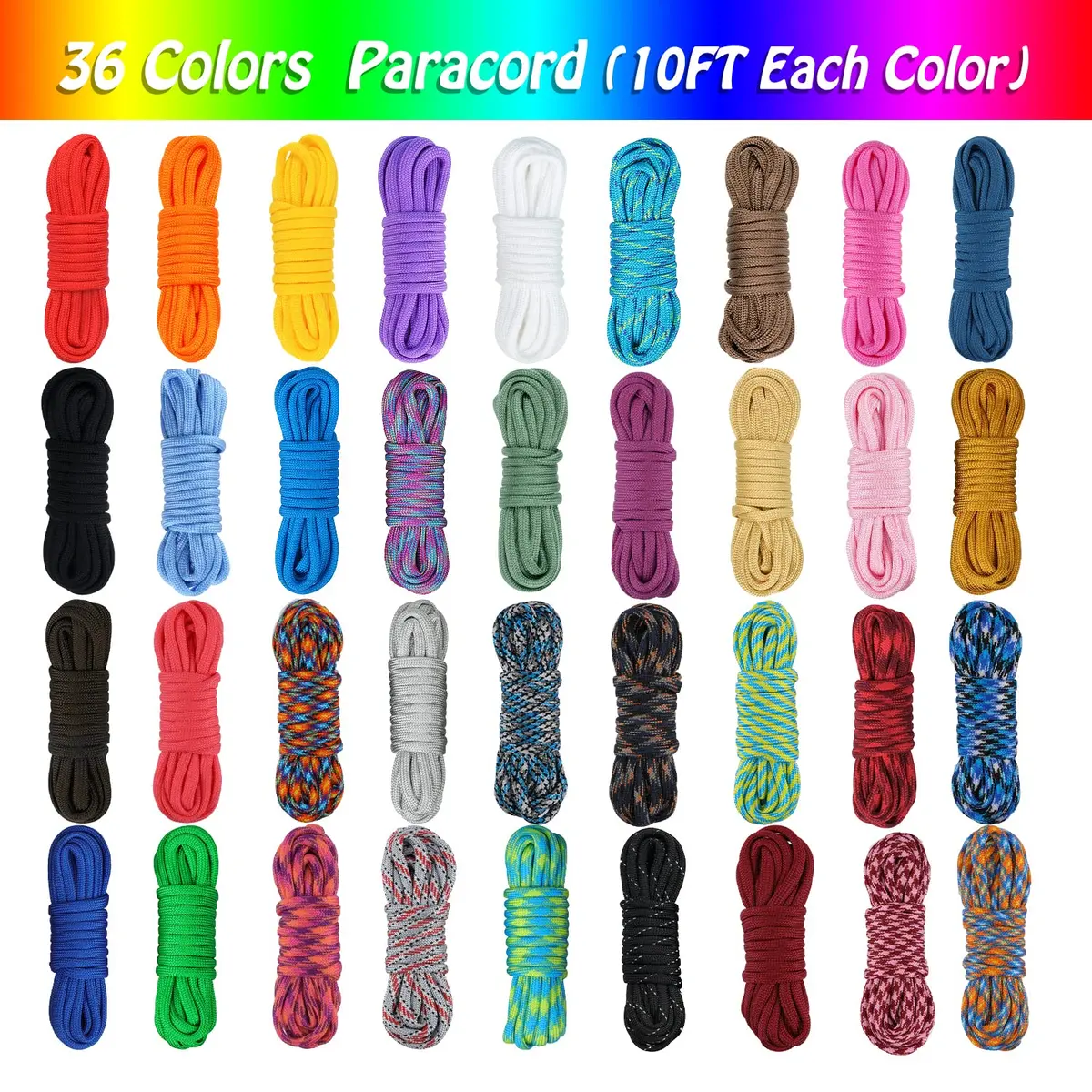 MONOBIN Paracord Kit with Jig & Accessories | 36 Colors for Crafts & Outdoor Use - view 3