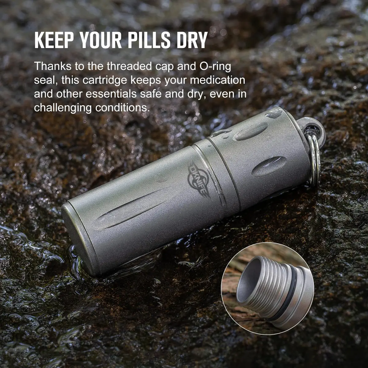 OKNIFE Otacle H1 Mini Keychain Pill Holder, Titanium Waterproof Pill Case | Compact, Water-Resistant & Stylish - view 5