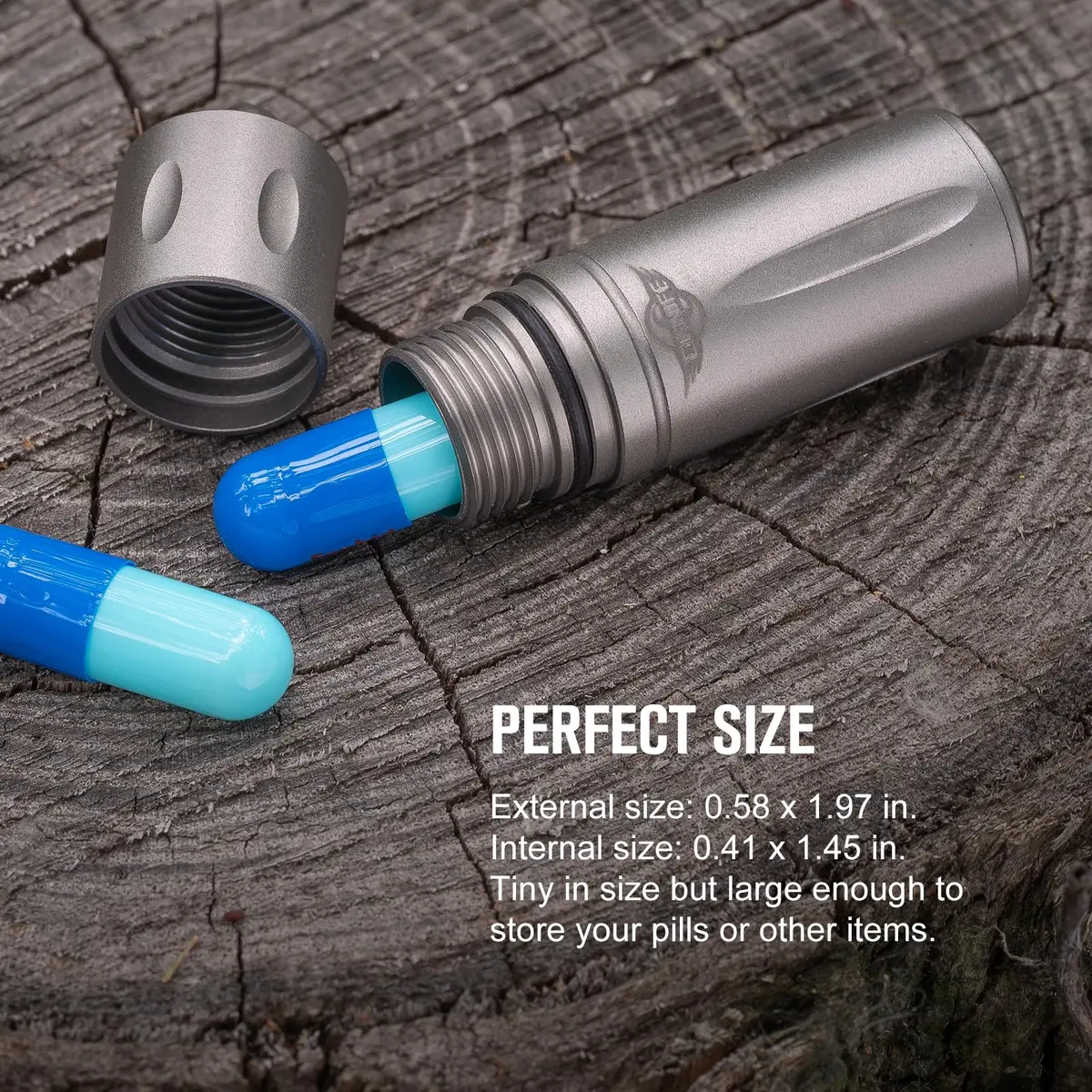 OKNIFE Otacle H1 Mini Keychain Pill Holder, Titanium Waterproof Pill Case | Compact, Water-Resistant & Stylish - view 6