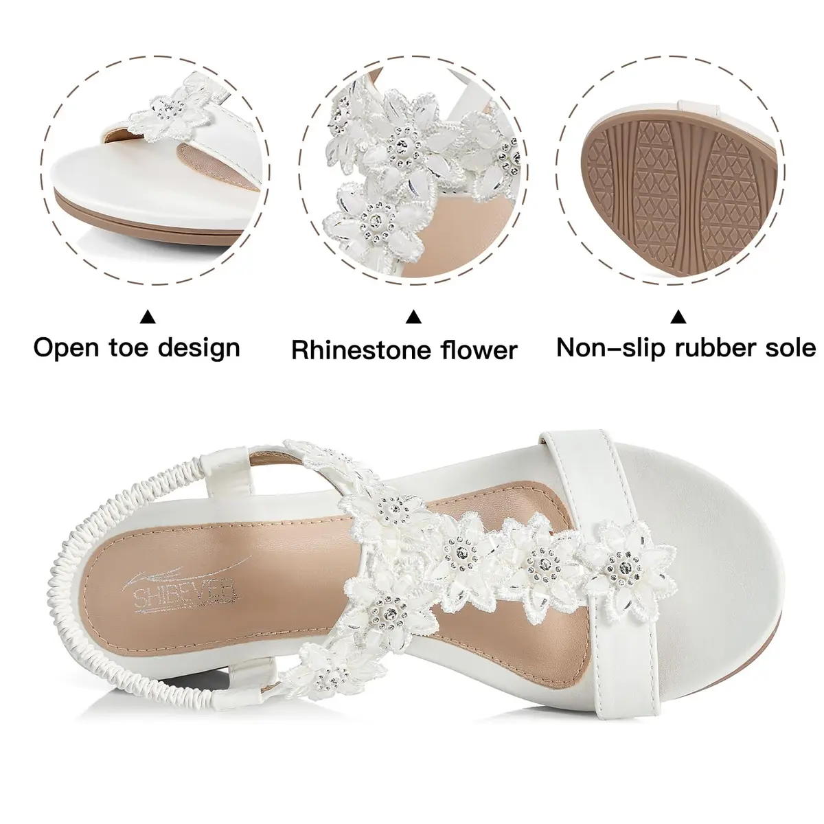 SHIBEVER Dressy Wedge Women Sandals: White Comfortable Low Heel Sandal | Elegant Style & All-Day Comfort - view 5