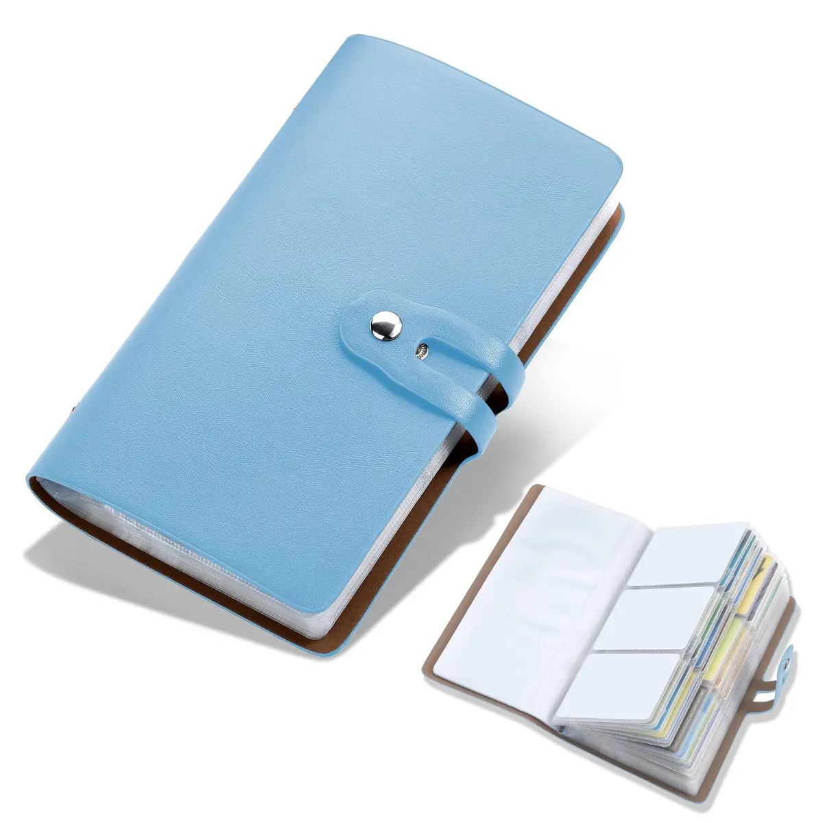 Angimi Leather Business Card Organizer, RFID Blocking, Holds 96 Cards, Lightblue | Professional Card Book - main product image