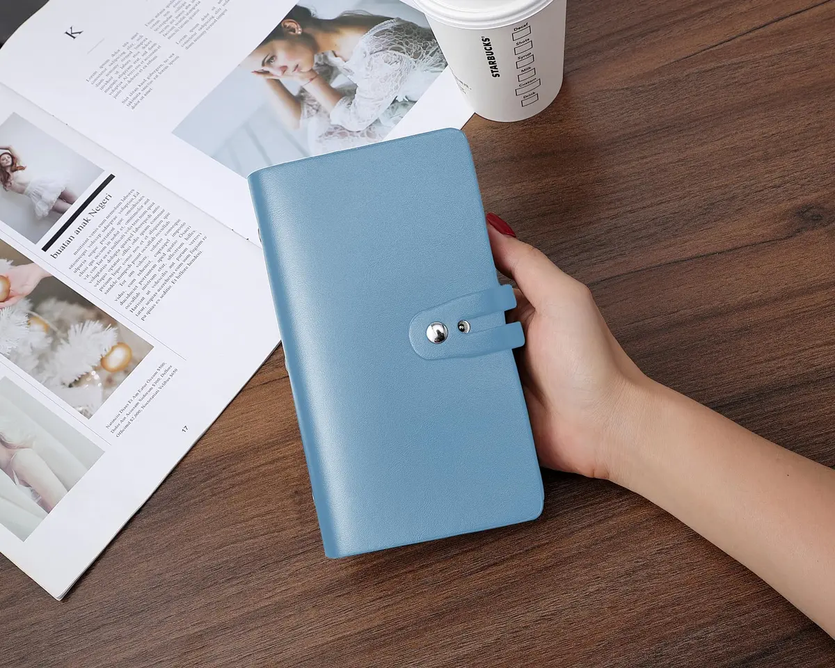 Angimi Leather Business Card Organizer, RFID Blocking, Holds 96 Cards, Lightblue | Professional Card Book - view 8