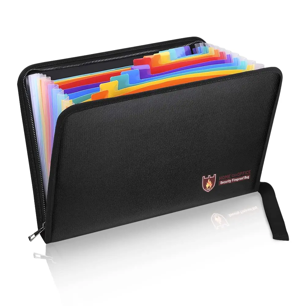 HSP-HSWITI Fireproof Document Bag Fire & Water Resistant File Folder A4 12 Pockets | Waterproof Safe Document Holder - main product image