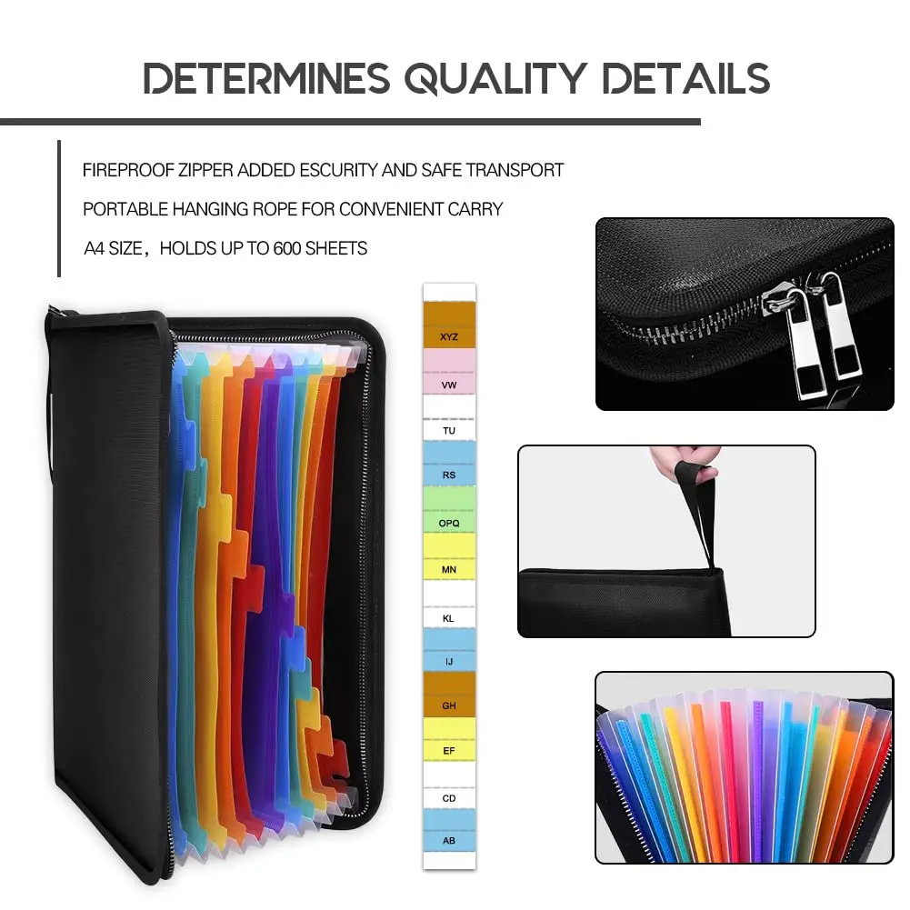 HSP-HSWITI Fireproof Document Bag Fire & Water Resistant File Folder A4 12 Pockets | Waterproof Safe Document Holder - view 3