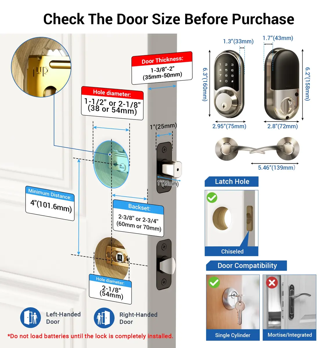 Veise RZ06B Smart Lock with Lever Handle Set, Satin Nickel, 1.99 kg (4.39 lb) | App Control & eKeys for Secure Entry - view 6