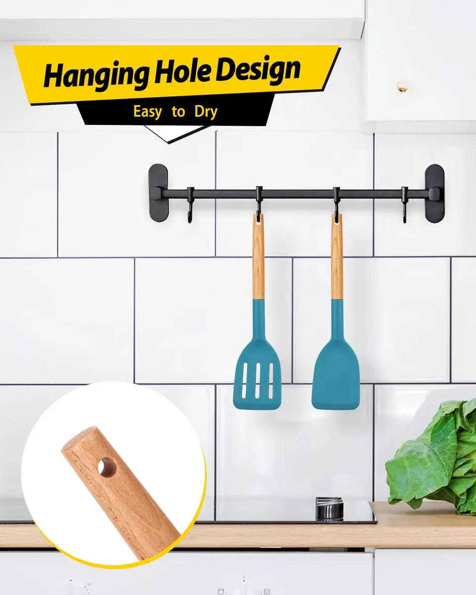 BUNDLEPRO Silicone Spatula Set | BPA-Free, Heat-Resistant 446℉, 2 Pack, Blue - view 6