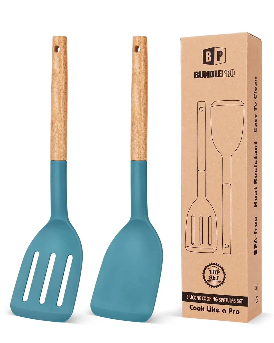 BUNDLEPRO Silicone Spatula Set | BPA-Free, Heat-Resistant 446℉, 2 Pack, Blue - main product image