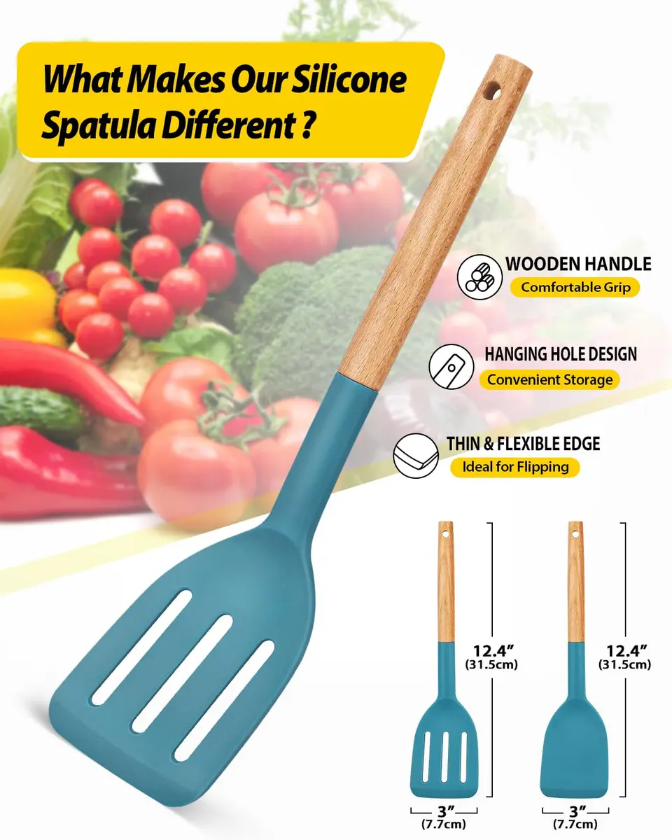BUNDLEPRO Silicone Spatula Set | BPA-Free, Heat-Resistant 446℉, 2 Pack, Blue - view 2