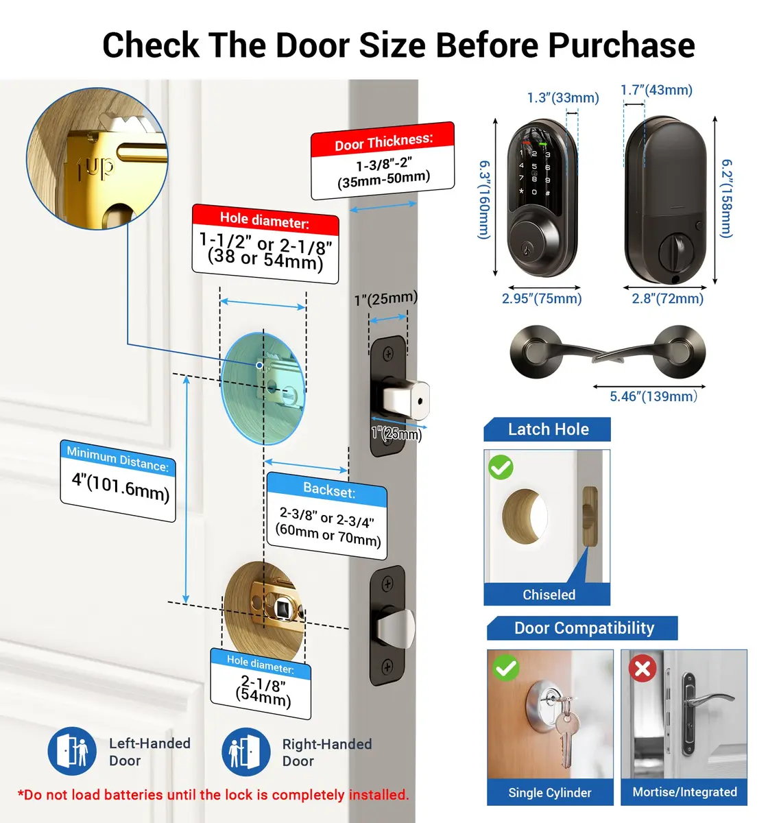 Veise RZ06B Smart Lock with Lever Handle Set, Matte Black | App Control & eKeys, 250+ Passwords, Auto-Lock, BHMA Certified - view 6
