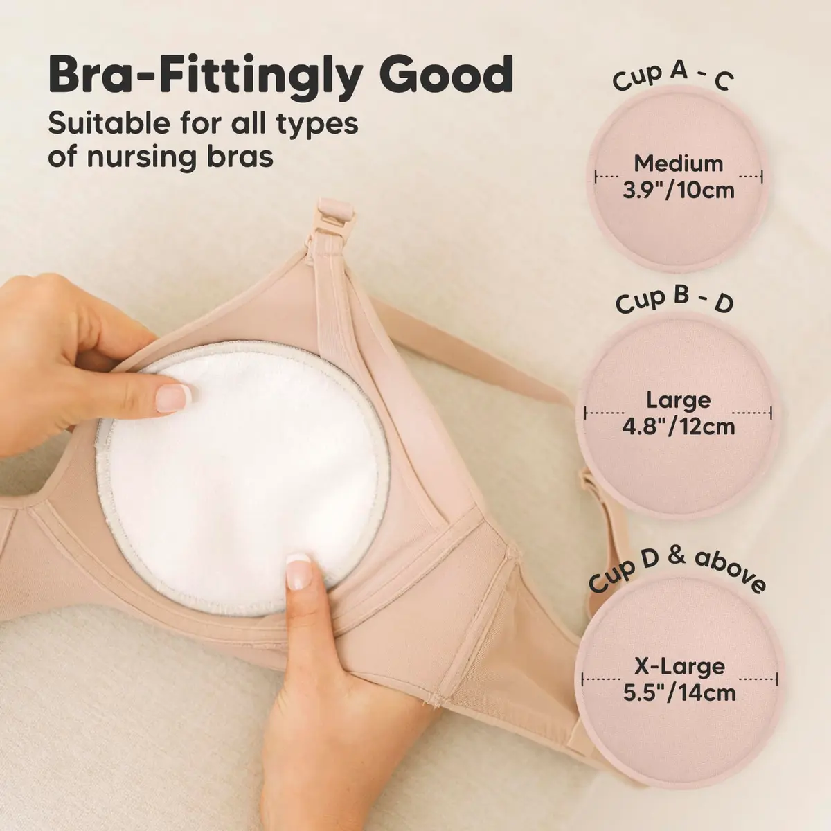 KeaBabies Reusable Nursing Pads for Breastfeeding (Neutrals, 12.2 cm / 4.8") | 4-Layer Absorbency for New Moms - view 4