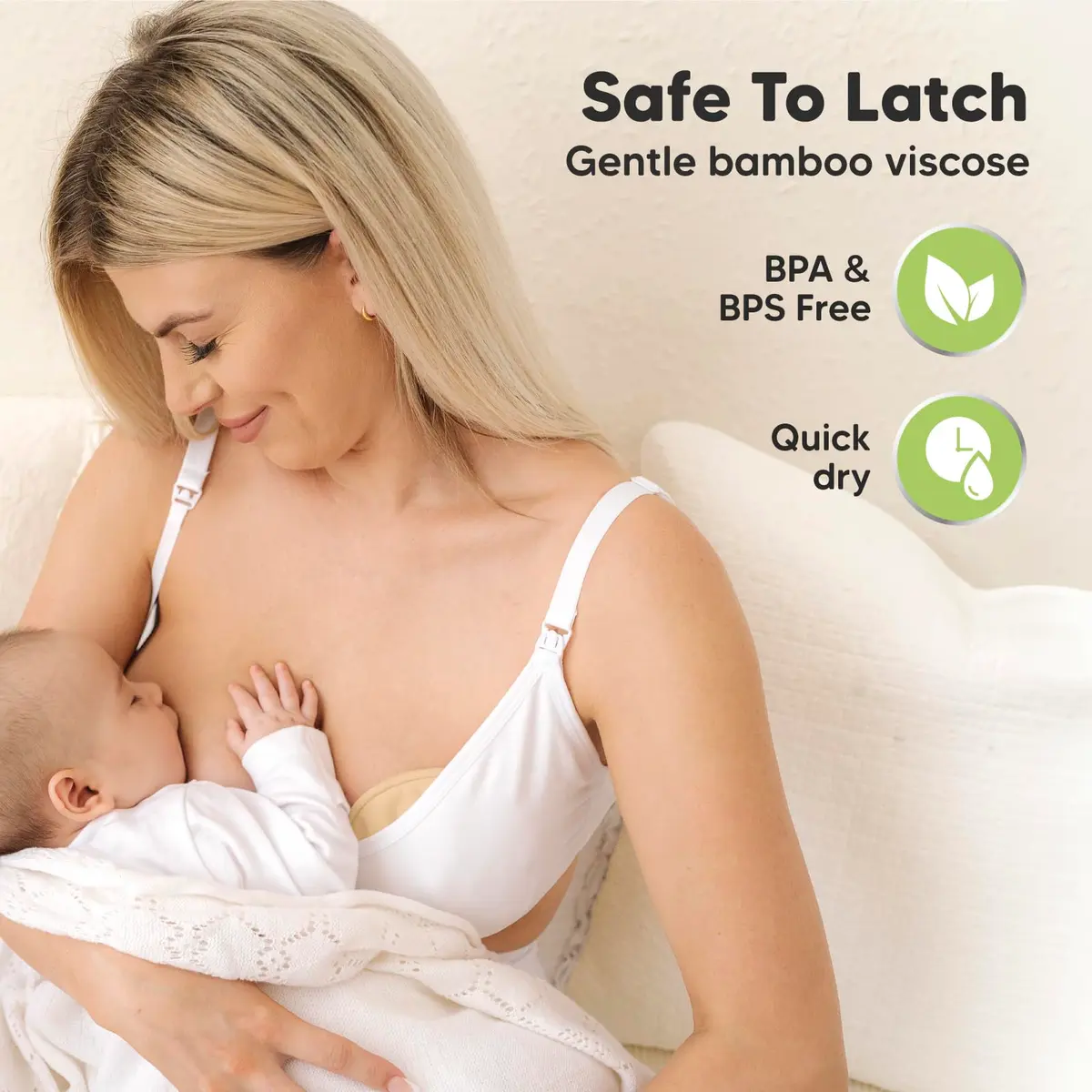 KeaBabies Reusable Nursing Pads for Breastfeeding (Neutrals, 12.2 cm / 4.8") | 4-Layer Absorbency for New Moms - view 5
