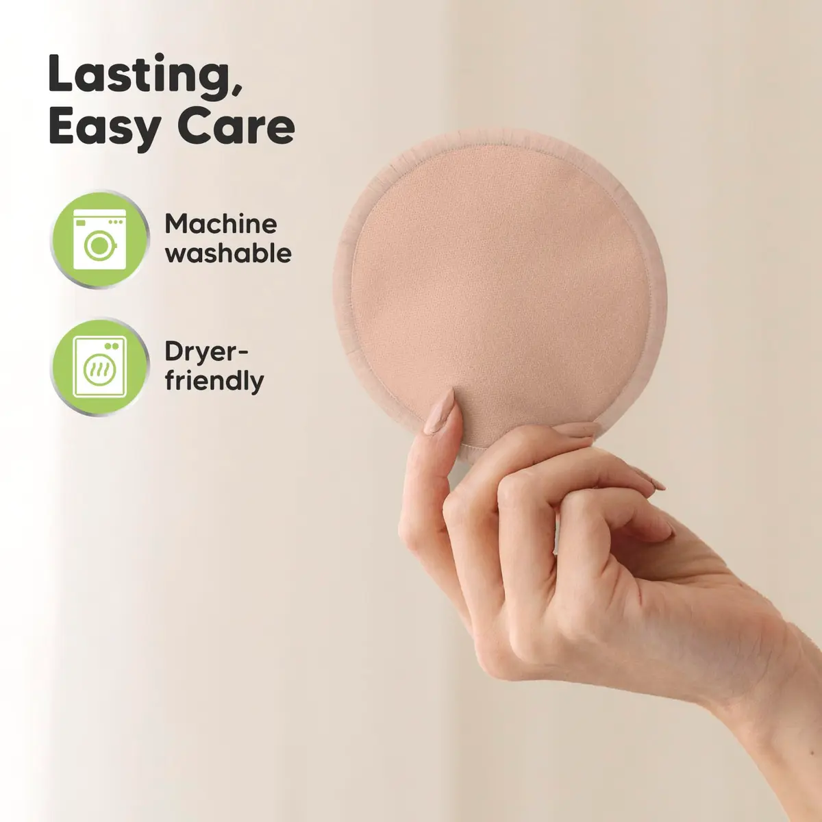 KeaBabies Reusable Nursing Pads for Breastfeeding (Neutrals, 12.2 cm / 4.8") | 4-Layer Absorbency for New Moms - view 7