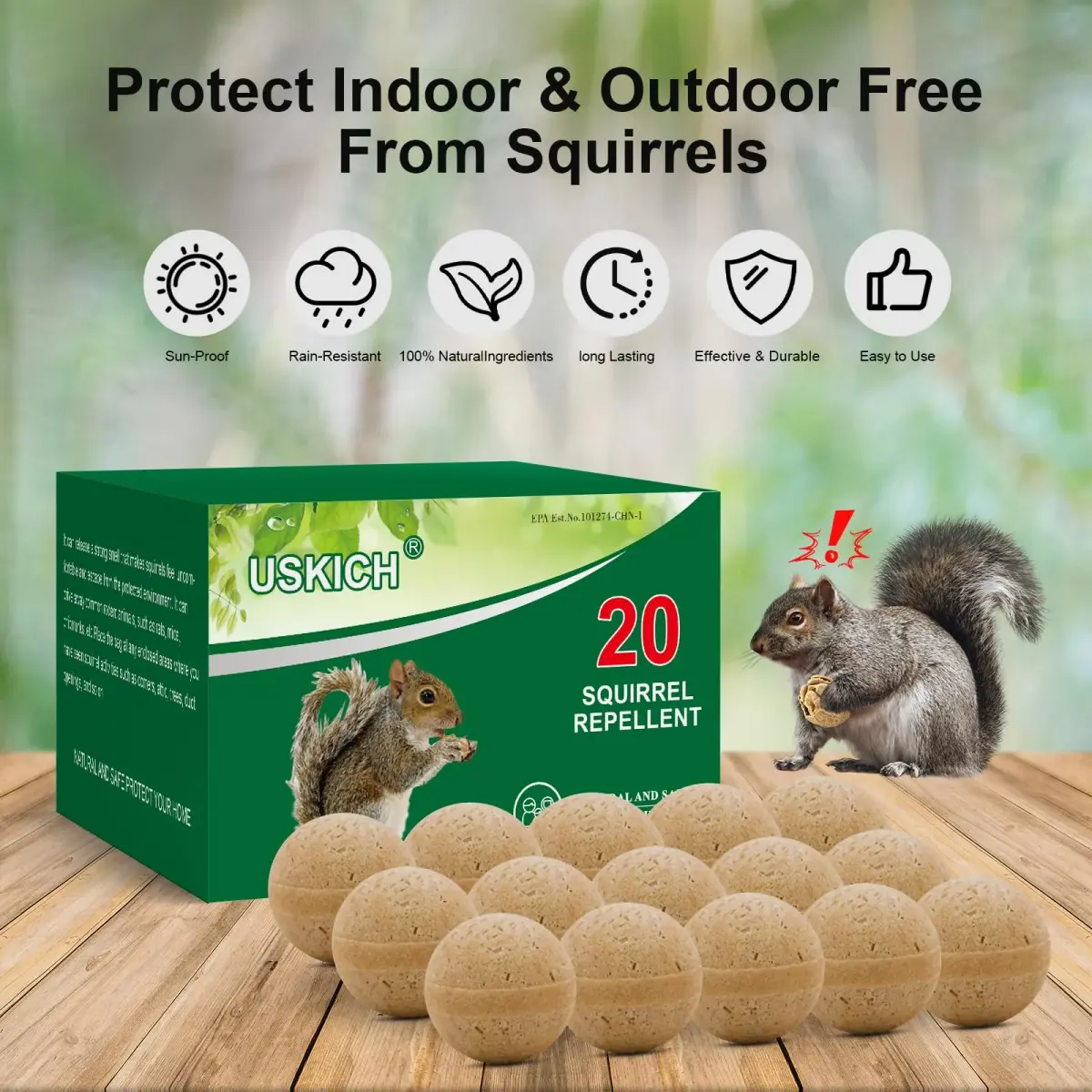 USKICH 20-Pack Rodent Repellent Balls | 120 sq ft Coverage - view 4