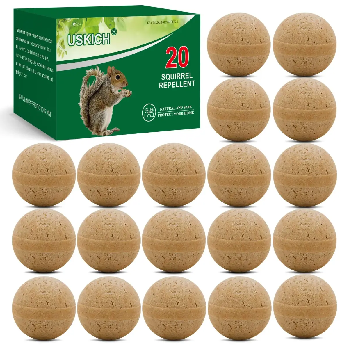USKICH 20-Pack Rodent Repellent Balls | 120 sq ft Coverage - main product image