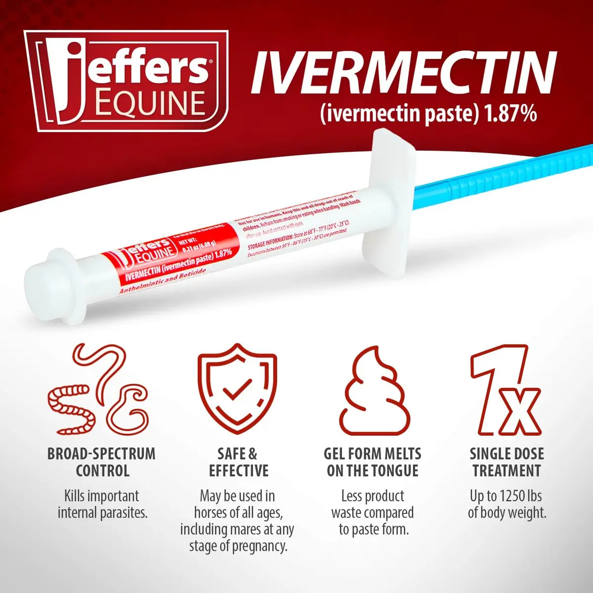 Jeffers Ivermectin Dewormer for Horses 3 Pack | Apple Flavored Broad Spectrum Paste - view 3