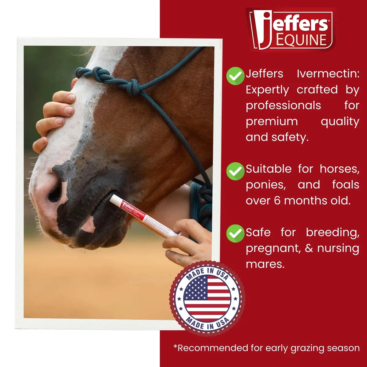 Jeffers Ivermectin Gel Dewormer for Horses 12 Pack | Apple Flavored Parasite Control - view 4