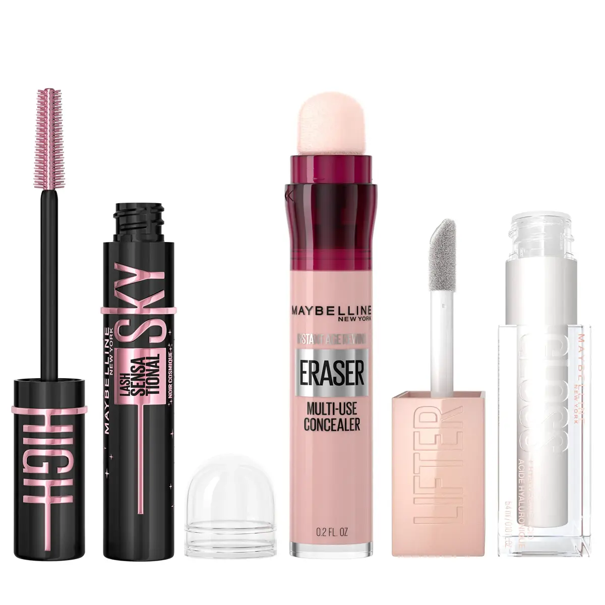 Maybelline Cosmic Black Sky High Mascara + Age Rewind Concealer + Pearl Lifter Gloss Bundle - main product image