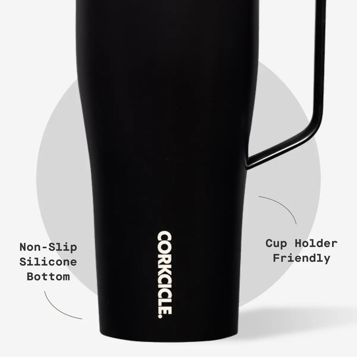 Corkcicle Cold Cup XL Handle Tumbler 30 oz Black | Triple-Insulated Stainless Steel - view 5