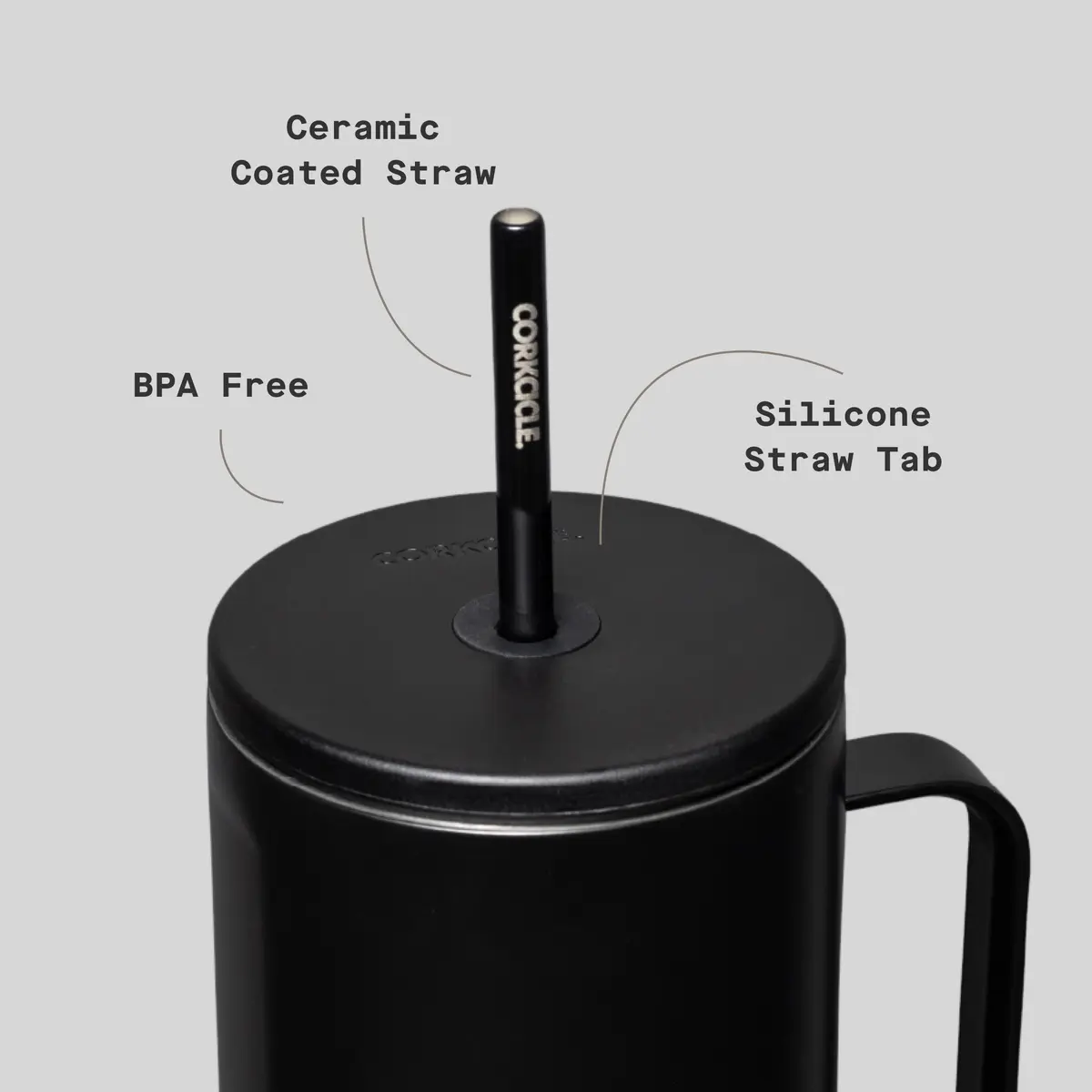 Corkcicle Cold Cup XL Handle Tumbler 30 oz Black | Triple-Insulated Stainless Steel - view 4