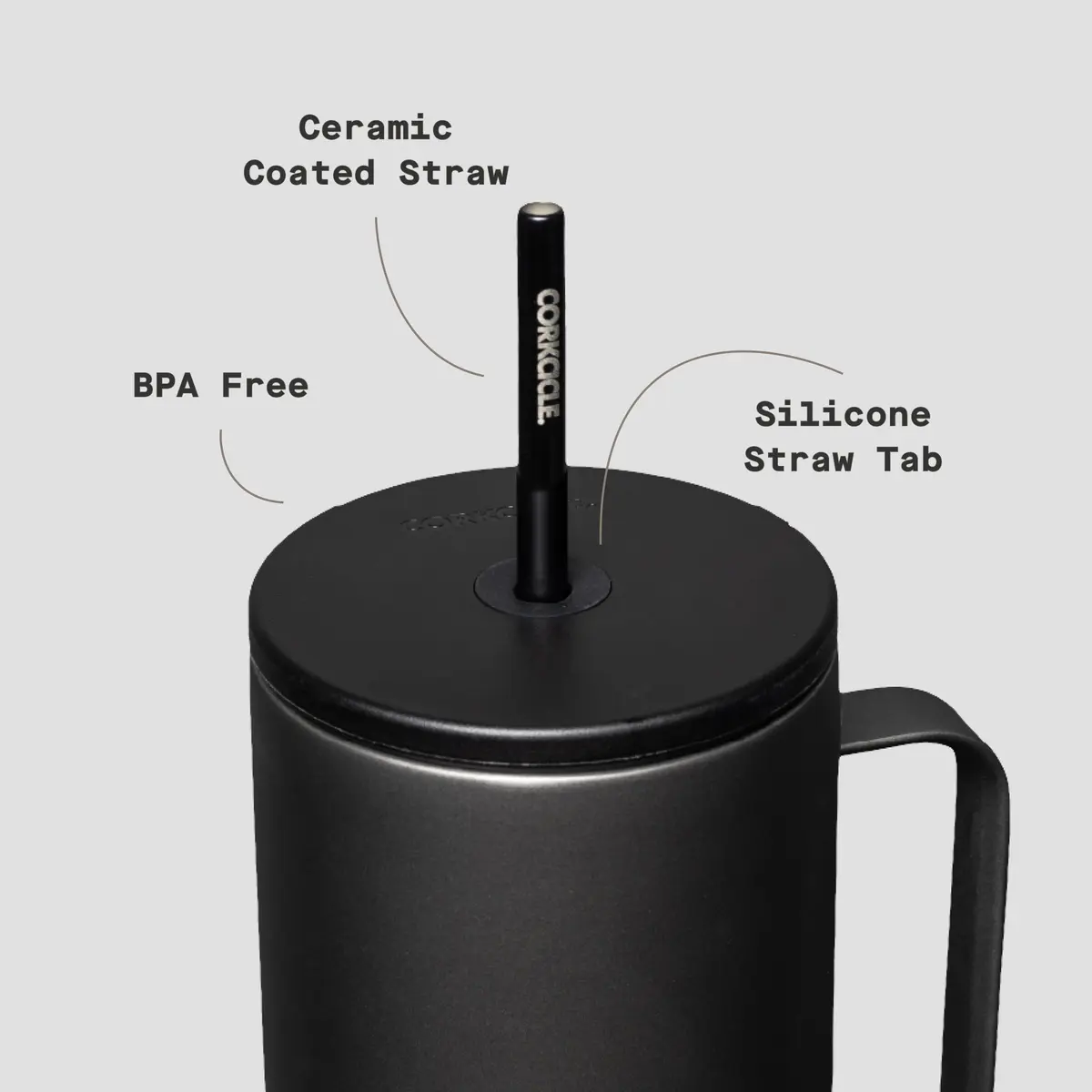 Corkcicle Cold Cup XL Handle Tumbler 30 oz Ceramic Slate | Triple-Insulated, BPA-Free, Fits Car Cupholders - view 4