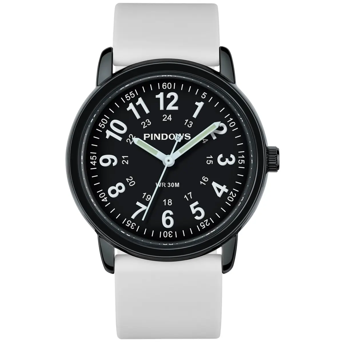 PINDOWS Women's Nurse Watch 34mm Green Silicone Band | Luminous Dial, 12/24 Hr Display - view 2