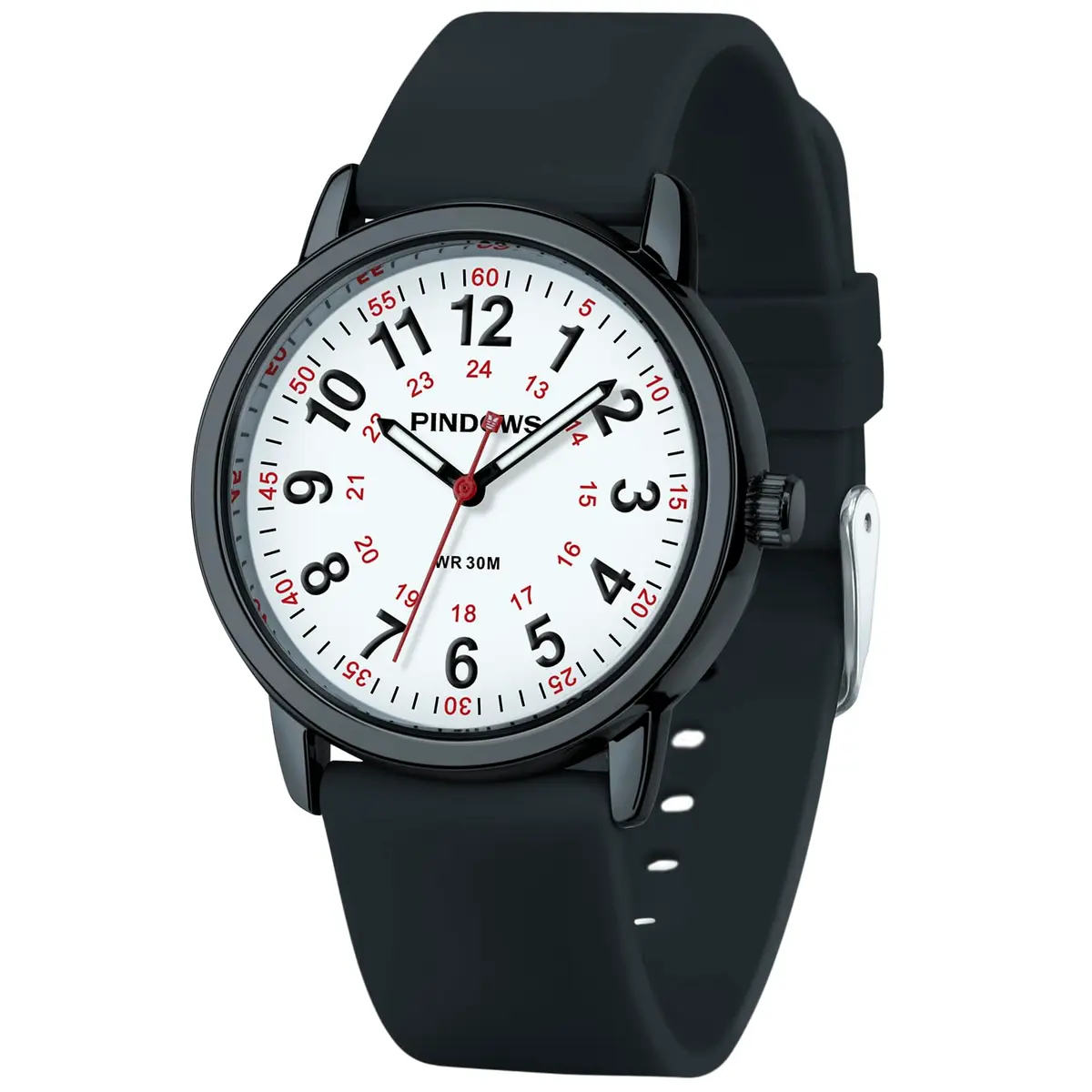 PINDOWS Women's Nurse Watch 34mm Green | Clear Dial & Luminous Glow for Night Shifts - main product image