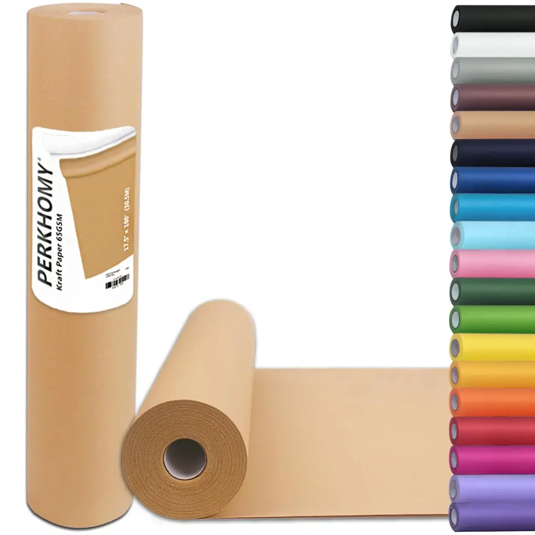 PH PERKHOMY Brown Kraft Paper Roll 17.5" x 100' | Versatile Gift Wrap & Craft (120 chars) - main product image