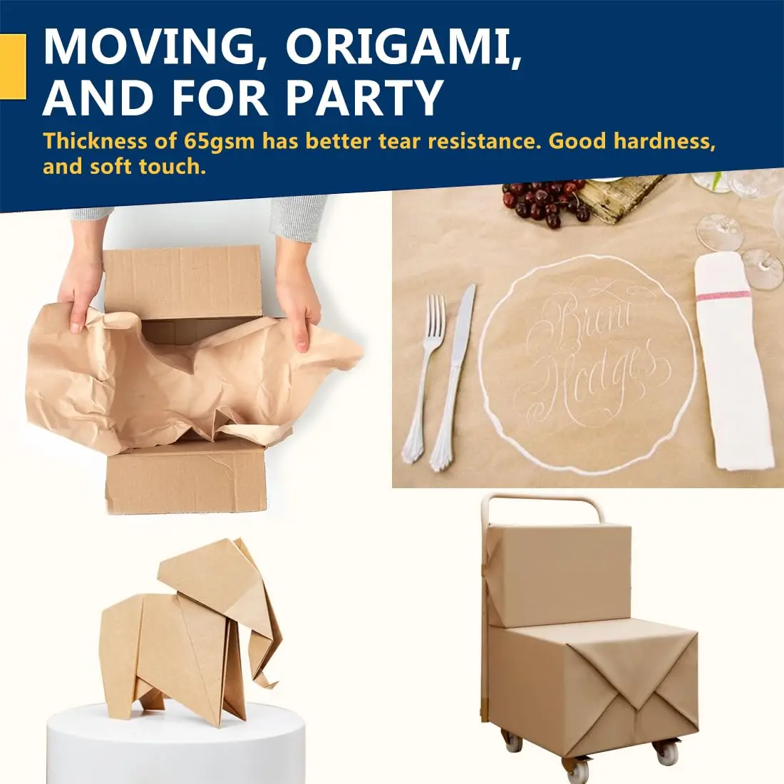 PH PERKHOMY Brown Kraft Paper Roll 17.5" x 100' | Versatile Gift Wrap & Craft (120 chars) - view 5