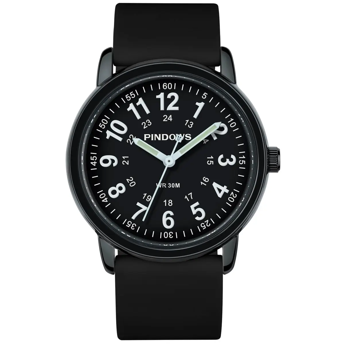 PINDOWS Women's Nurse Watch 34mm Green Silicone | Luminous Dial, 12/24 Hour Display - view 2