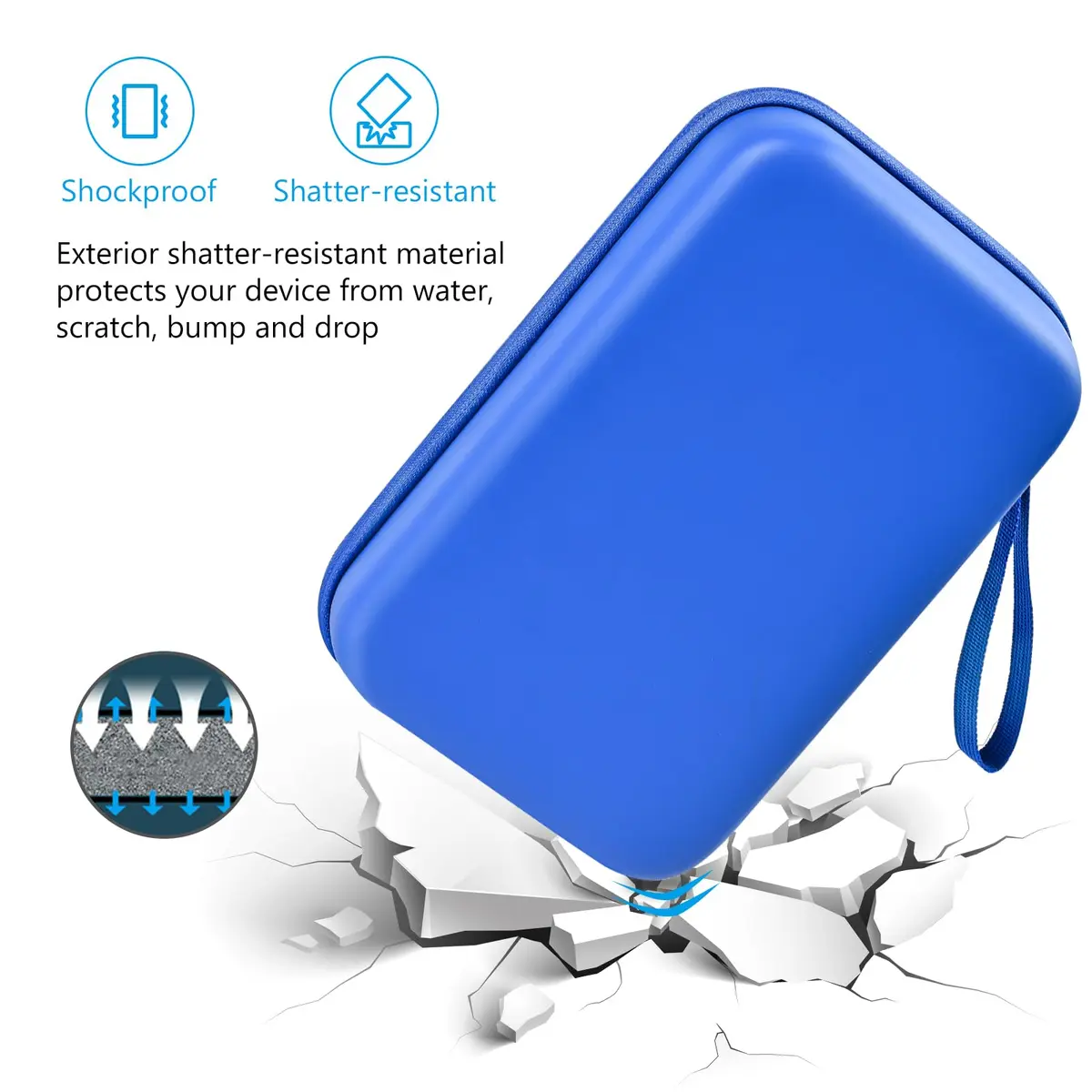 ProCase Hard Travel Electronic Organizer Case for MacBook Power Adapter Chargers Cables Power Bank Apple Magic Mouse Apple Pencil USB Flash Disk SD Card Large Blue - view 4