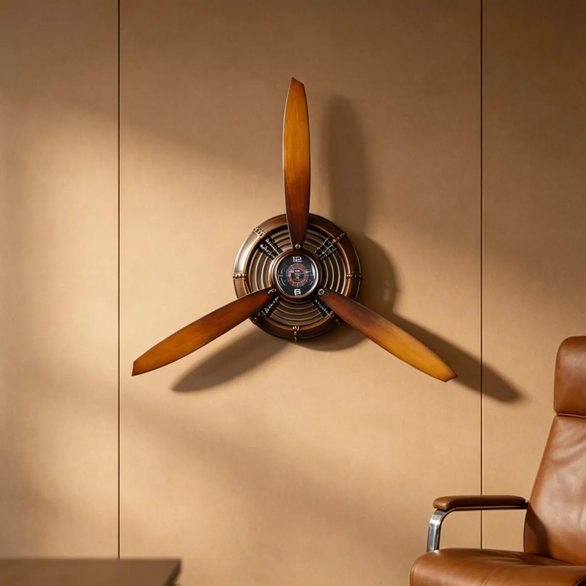 AOROTOE Pilot Gifts for Men Metal Antique Airplane Propeller Wall Clock 29.5×26.4 Inches | Vintage Aviation Decor - view 5