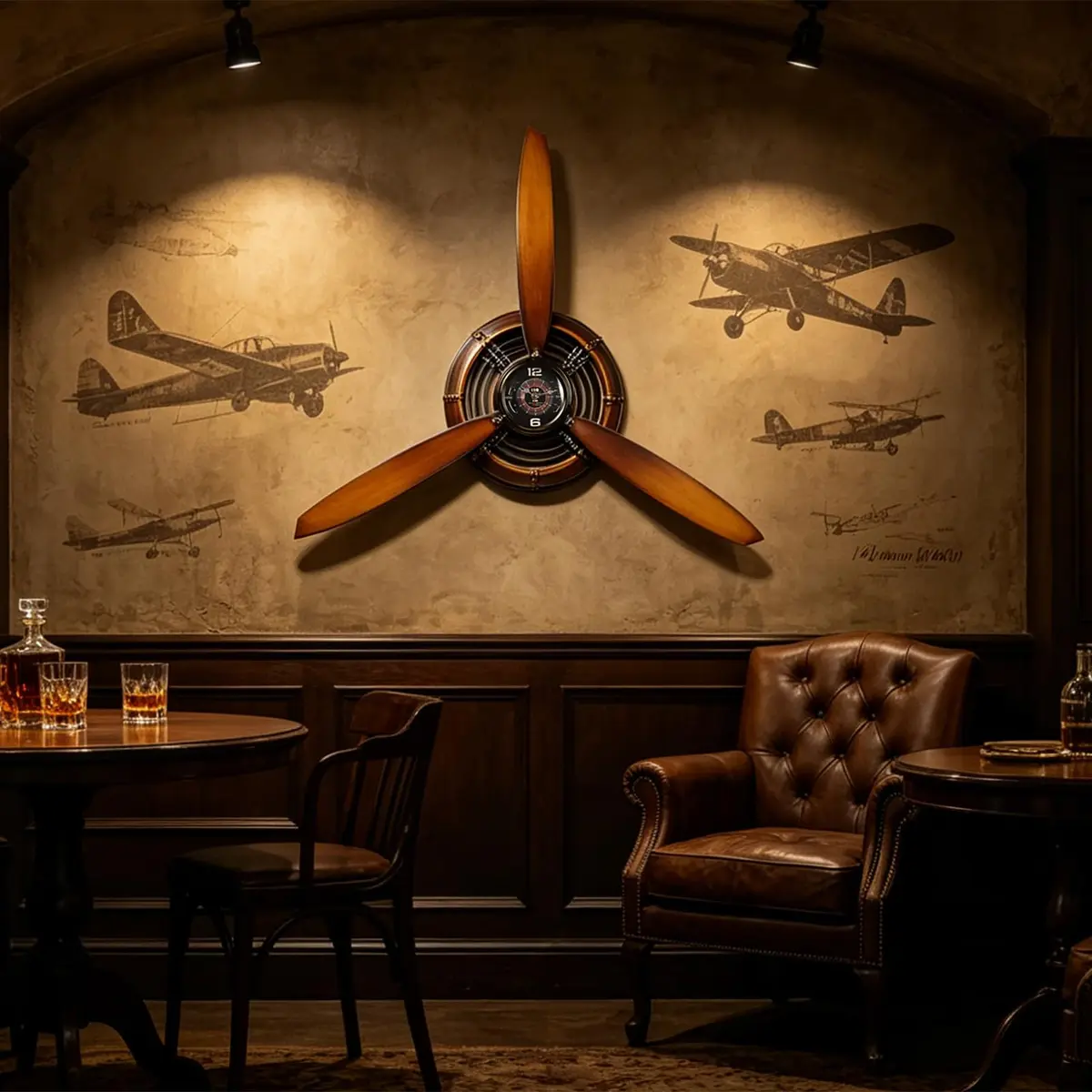 AOROTOE Pilot Gifts for Men Metal Antique Airplane Propeller Wall Clock 29.5×26.4 Inches | Vintage Aviation Decor - view 6