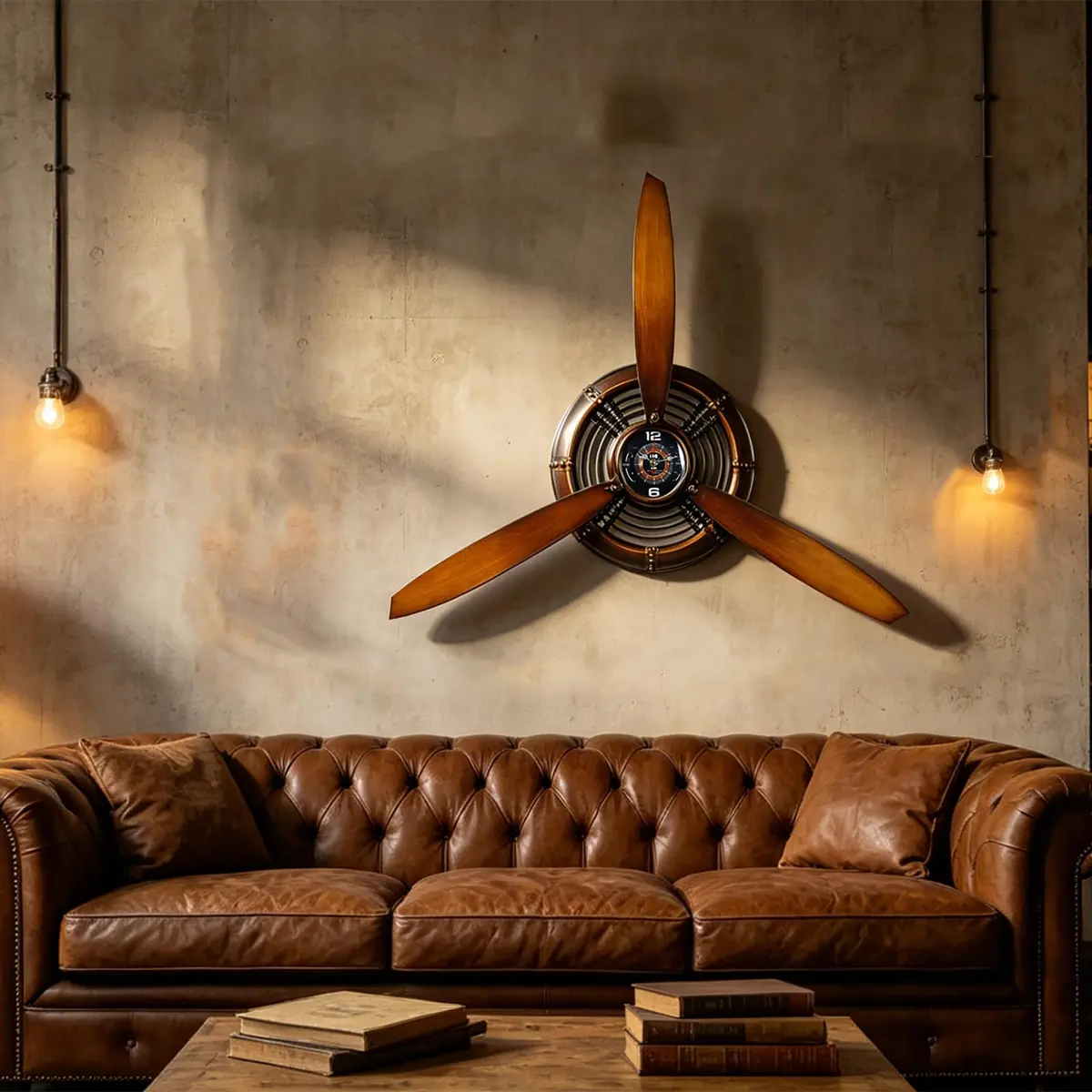 AOROTOE Pilot Gifts for Men Metal Antique Airplane Propeller Wall Clock 29.5×26.4 Inches | Vintage Aviation Decor - view 7