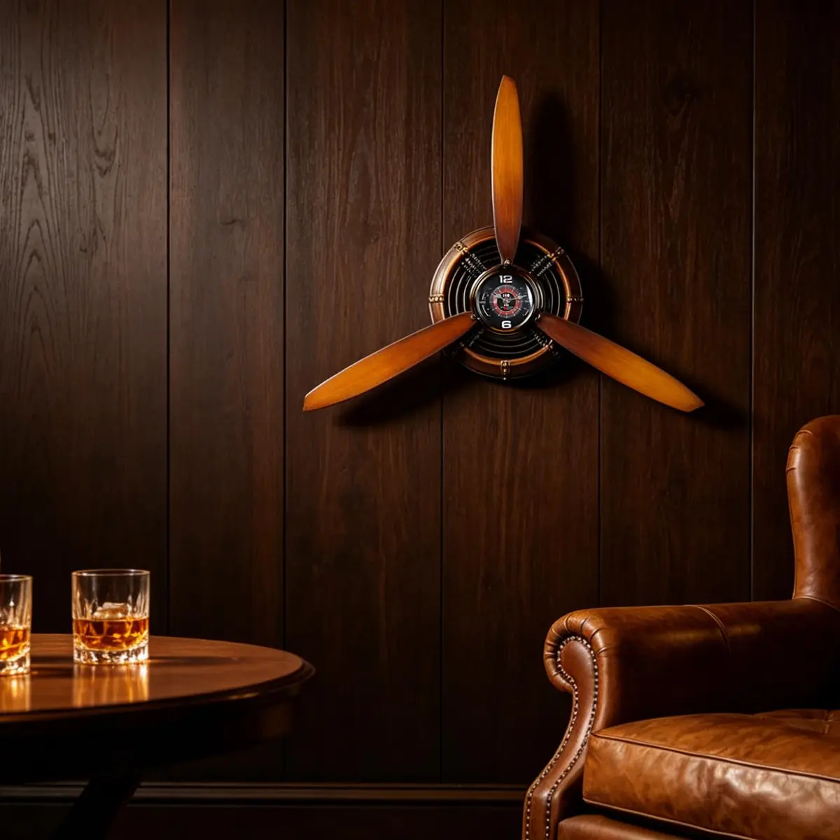 AOROTOE Pilot Gifts for Men Metal Antique Airplane Propeller Wall Clock 29.5×26.4 Inches | Vintage Aviation Decor - view 2