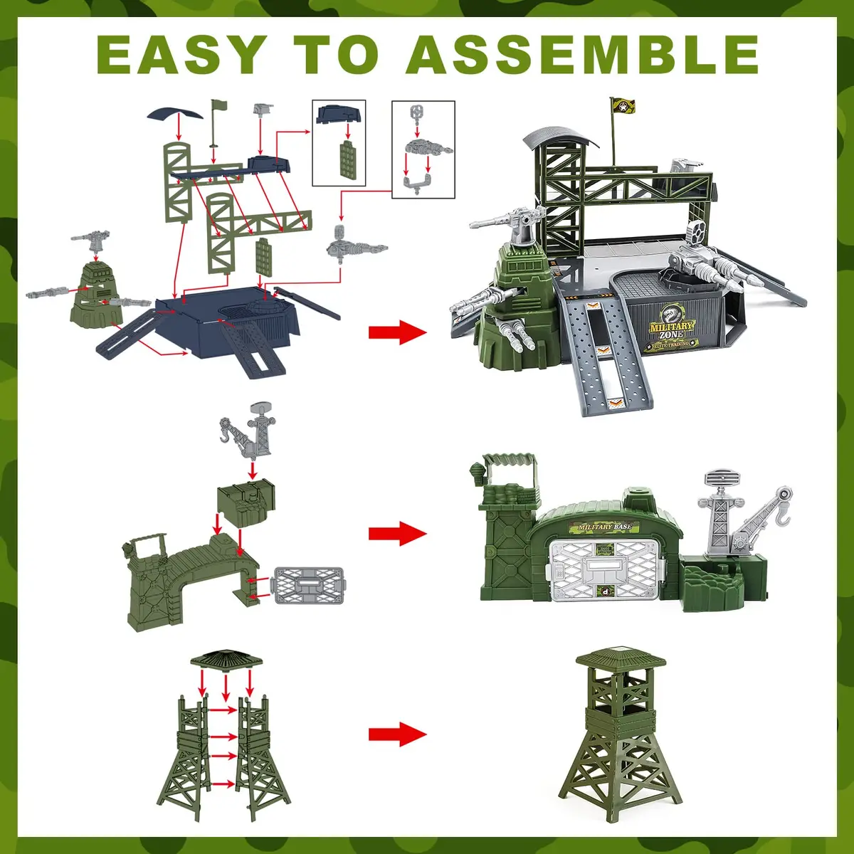 deAO Army Men Playset Military Base with Vehicles Toy & Map for Boys 3-5 | 38 Pieces - view 6