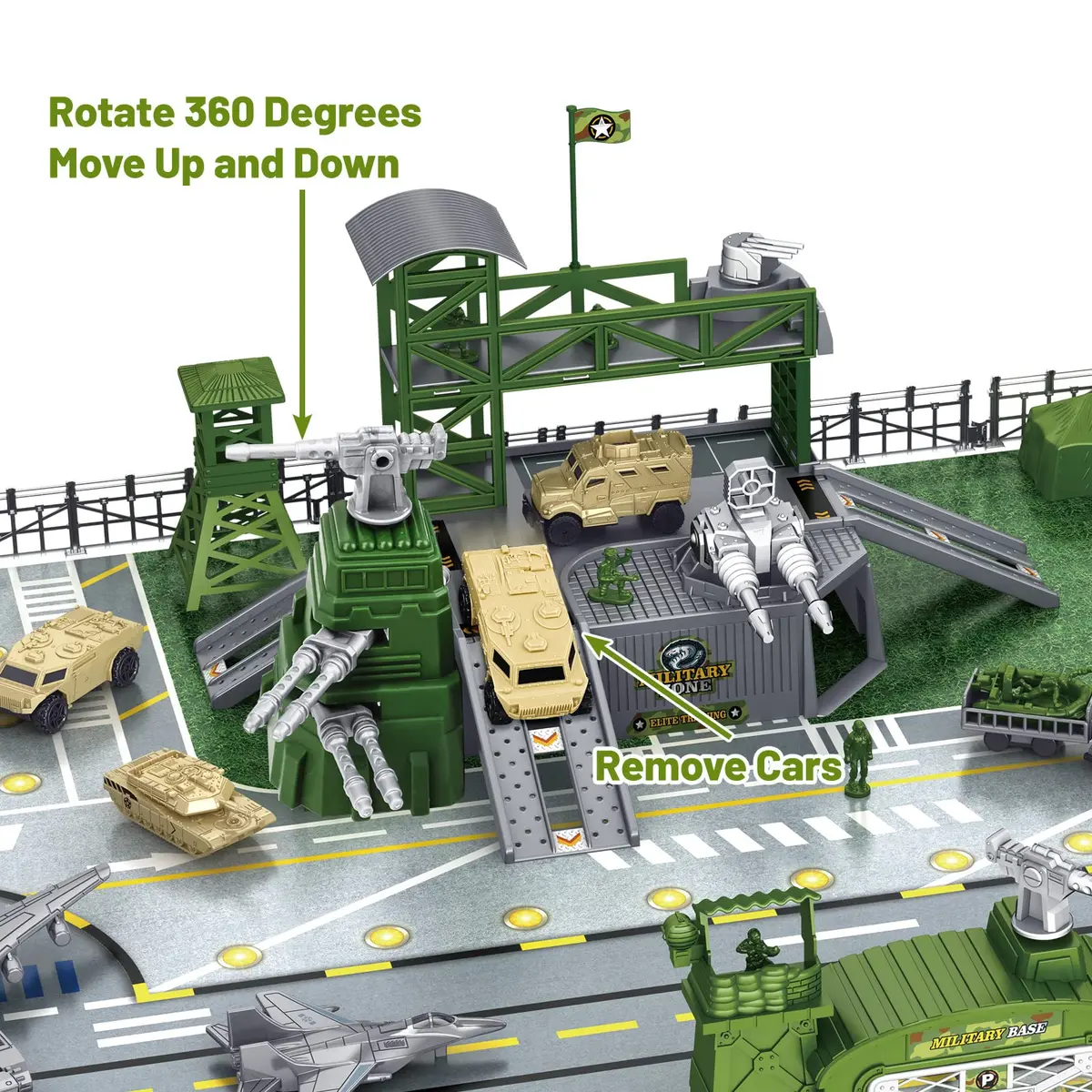 deAO Army Men Playset Military Base with Vehicles Toy & Map for Boys 3-5 | 38 Pieces - view 2