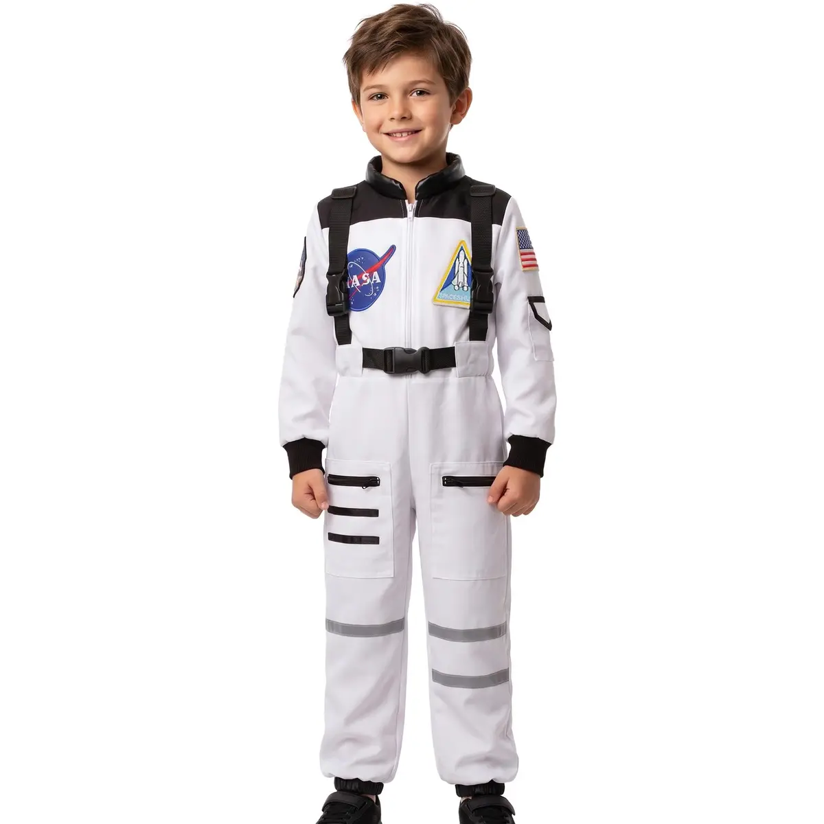 Dormstop Kids Astronaut Costume NASA Space Jumpsuit for Boys Girls Space Pretend Dress up White (5-7 Years) - main product image