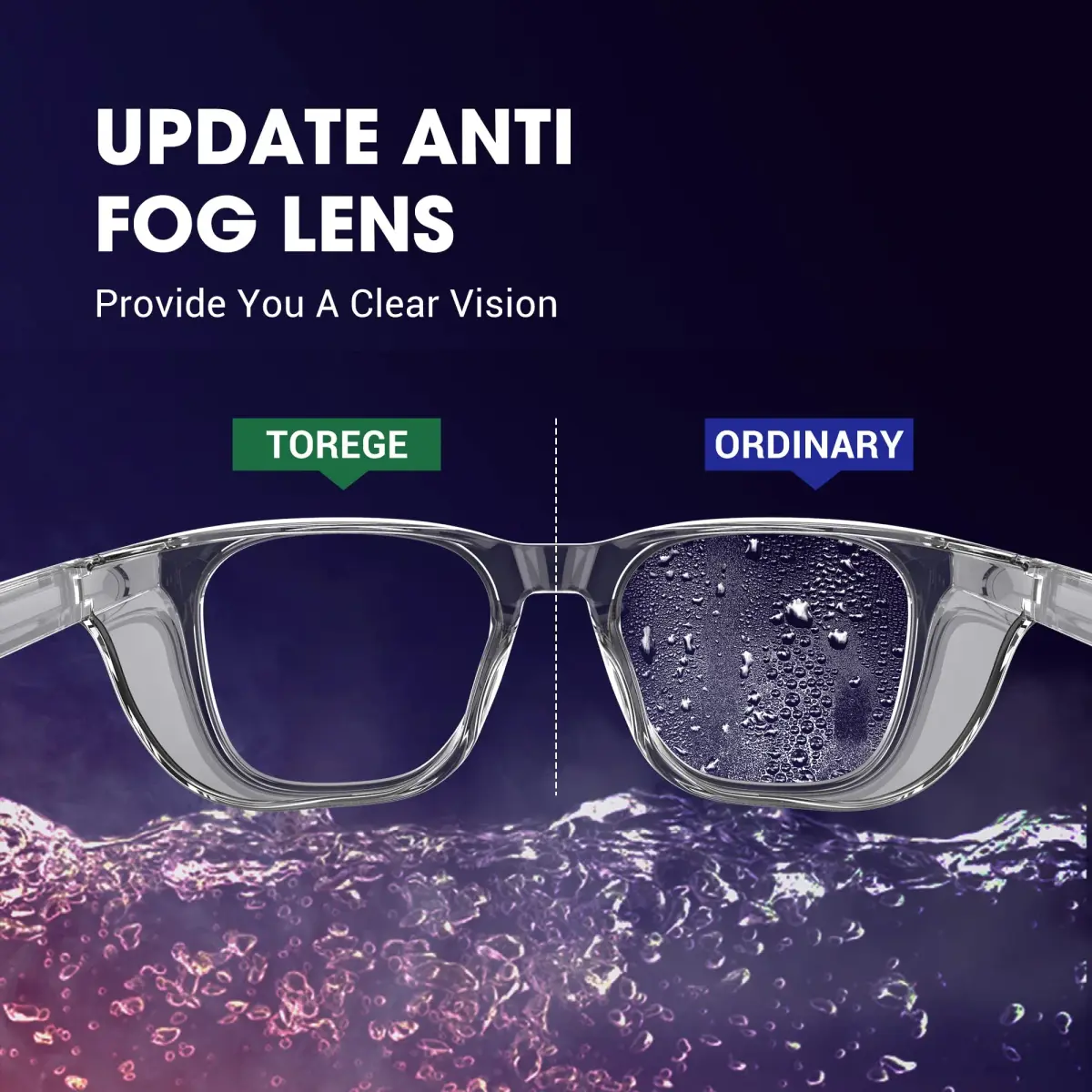 TOREGE Clear Safety Glasses Anti-Fog, Anti-Blue Light, Side Shields | ANSI Z87.1 Certified, Lightweight Protective Eyewear for Men & Women (Transparent White & Clear Lens) - view 2