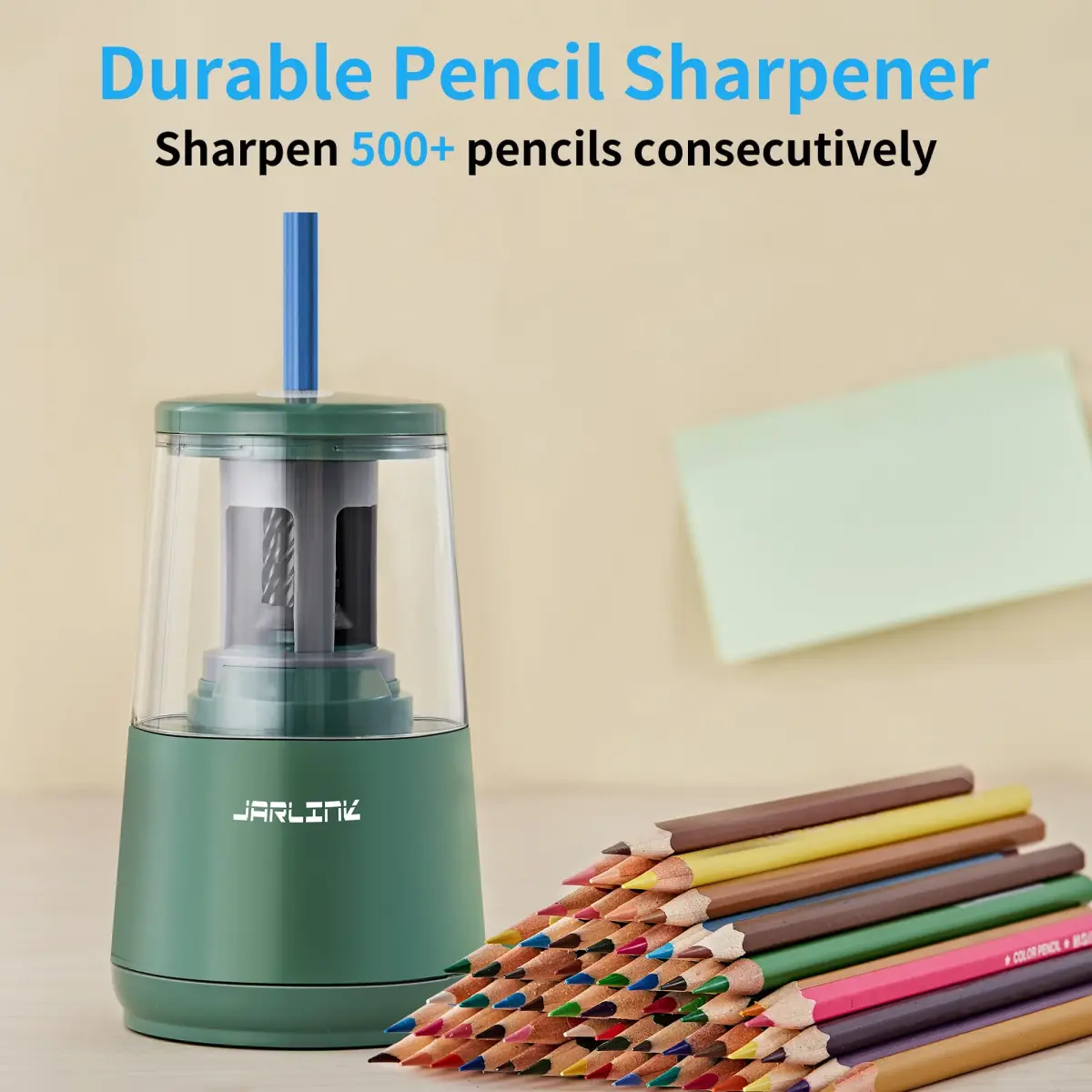 JARLINK Electric Pencil Sharpener Green, 8mm (0.31 inch) | Auto Stop & Heavy Duty Helical Blade - view 6