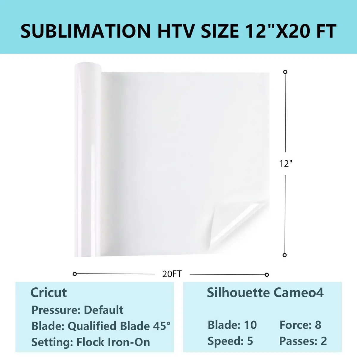 HTVRONT Sublimation HTV for Dark/Light Cotton Fabric - Matte Finish, 30.48cm x 6.1m (12" x 20 FT) - view 6