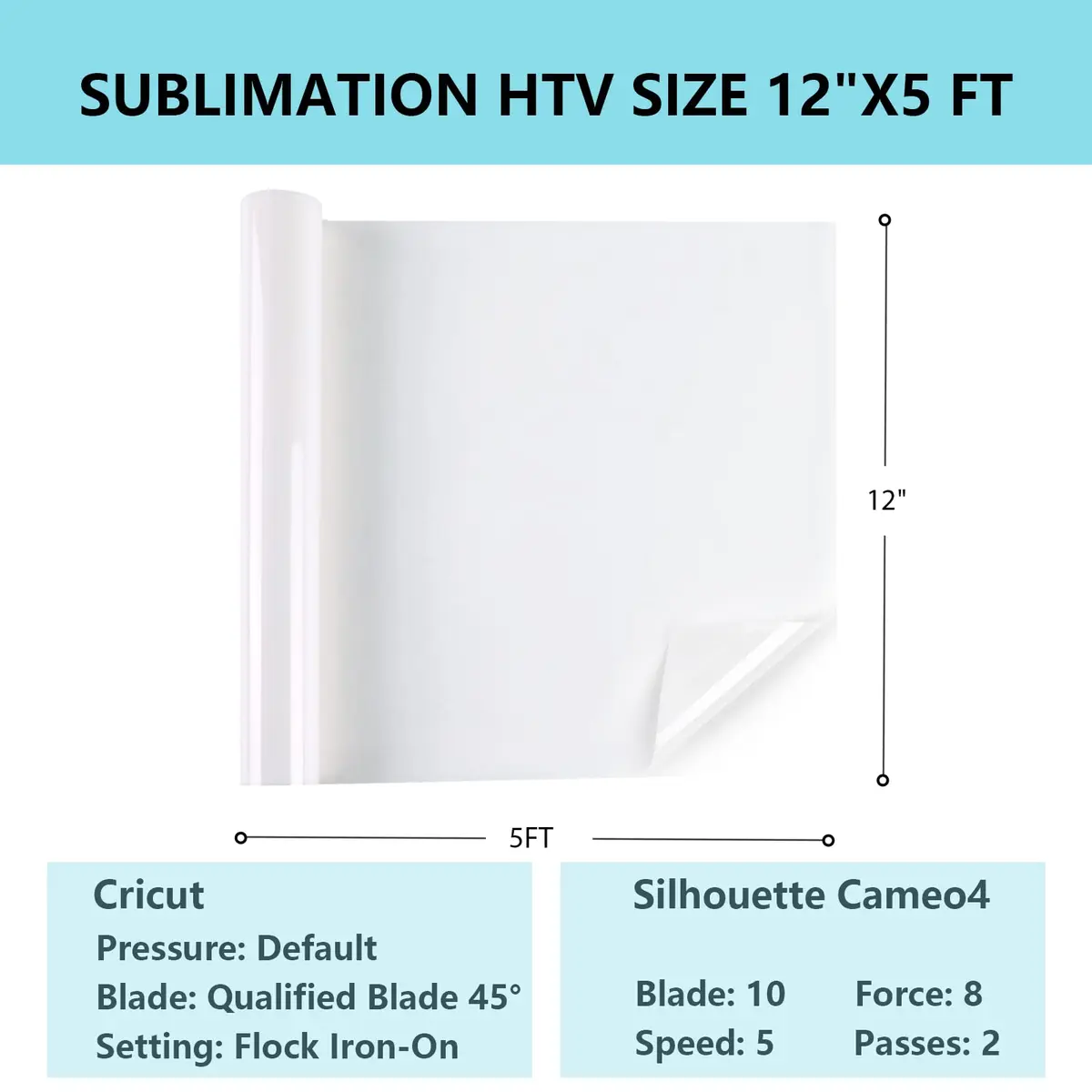 HTVRONT Sublimation HTV for Dark/Light Fabric - Matte, 30.48cm x 1.52m (12" X 5 FT) - view 6