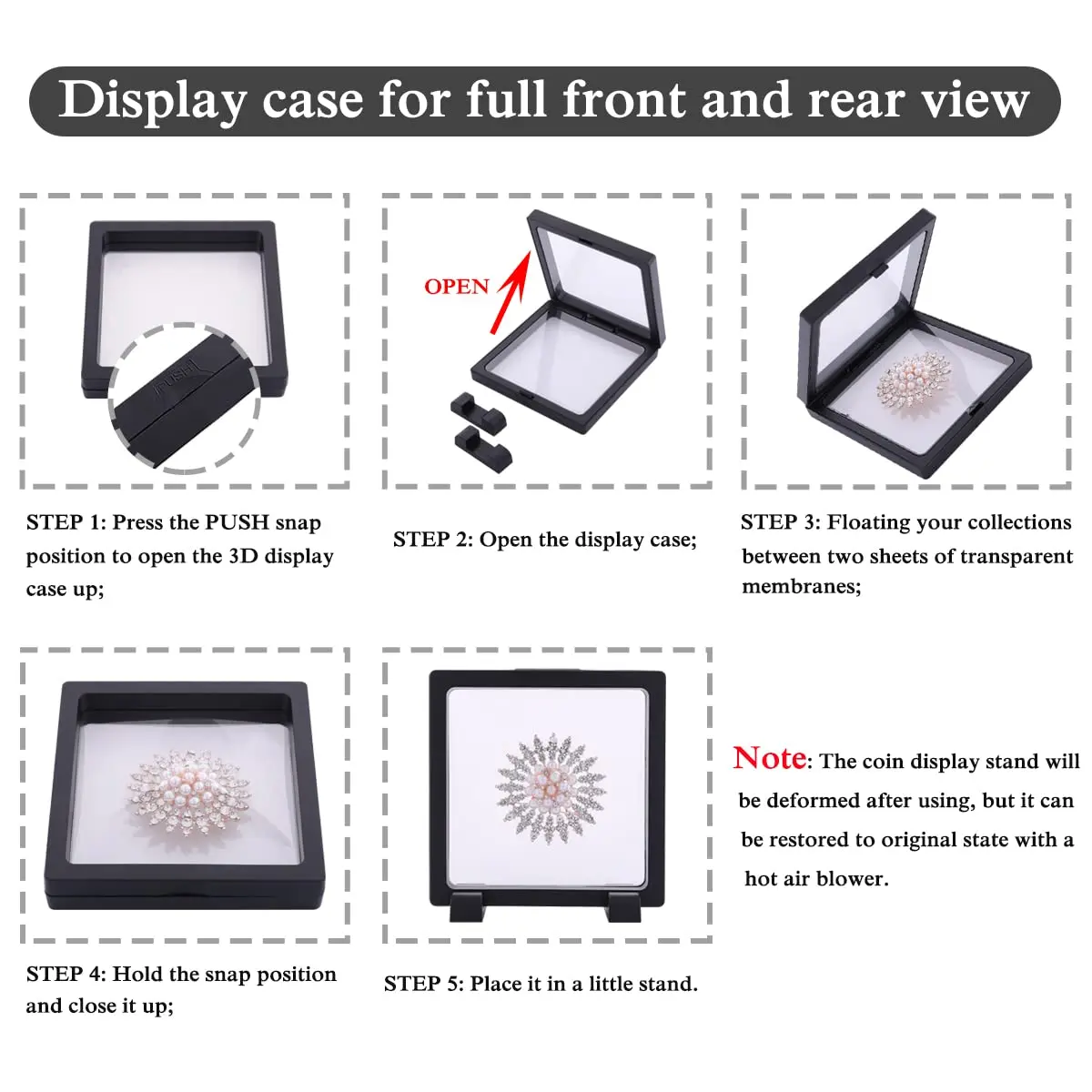 YITOU Display Enclosure 7.1 Inch 3D Floating Frame for Jewelry & Collectibles | Light & Reusable - view 6