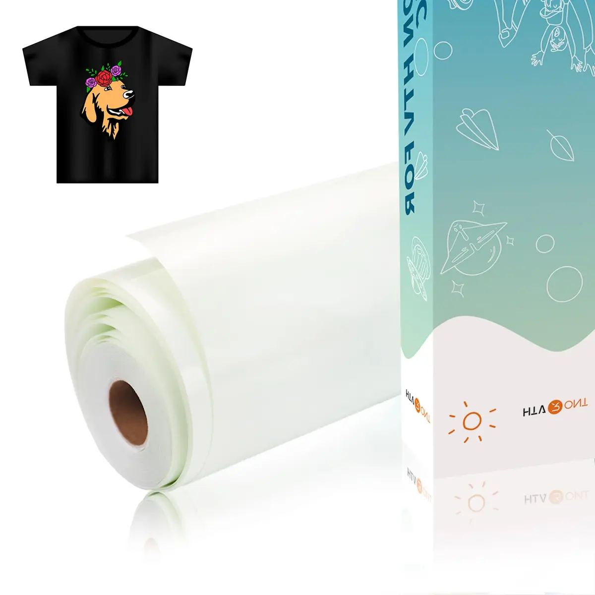 HTVRONT Sublimation HTV for Dark/Light Fabric - Glossy, 30.48cm x 609.6cm (12" X 20 FT) | Vibrant Colors on Cotton - main product image